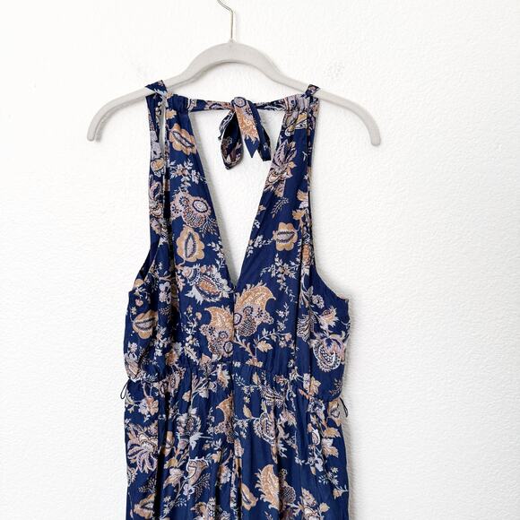 [Anthropologie] Ett Twa Blue Paisley Floral Print Wide Leg Jumpsuit Sz Medium M - Picture 5 of 13